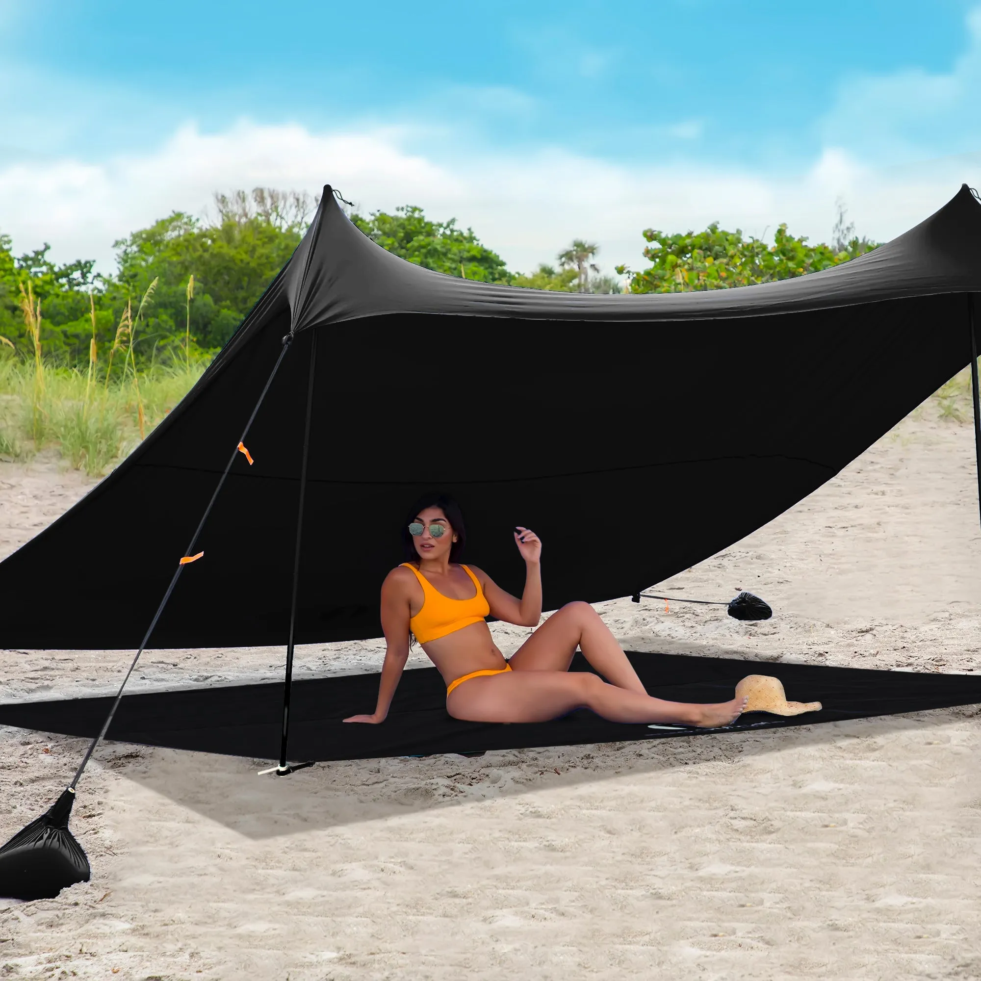 Red Suricata Black Sand Free Beach Mat Blanket – Compatible with Black Beach Sun Shade Canopy