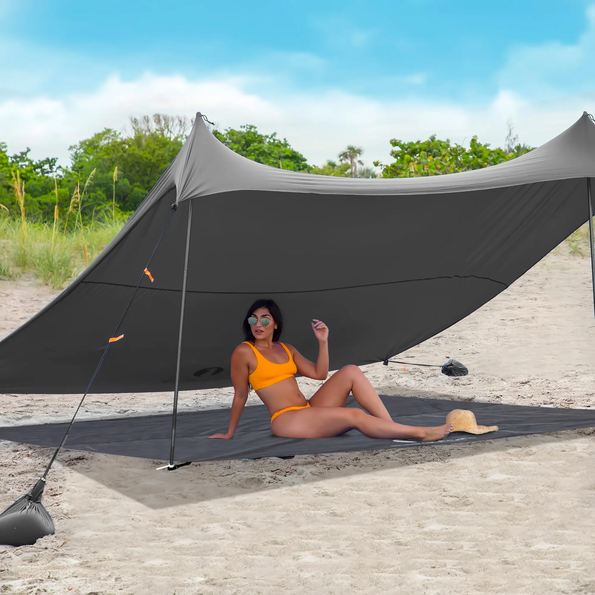 Red Suricata Grey Sand Free Beach Mat Blanket – Compatible with Grey Beach Sun Shade Canopy