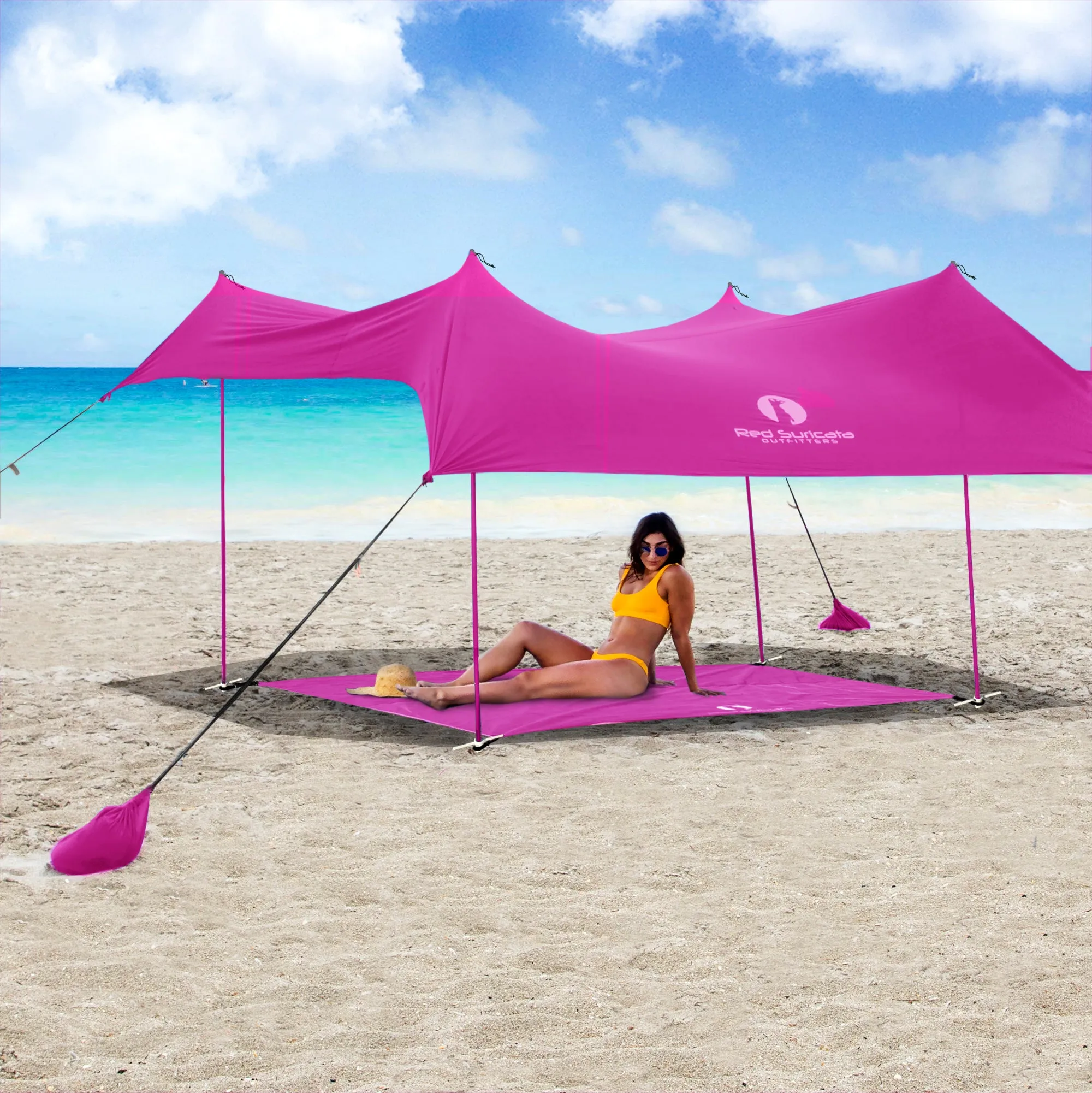 Red Suricata Pink Sand Free Beach Mat Blanket – Compatible with Pink Beach Sun Shade Canopy