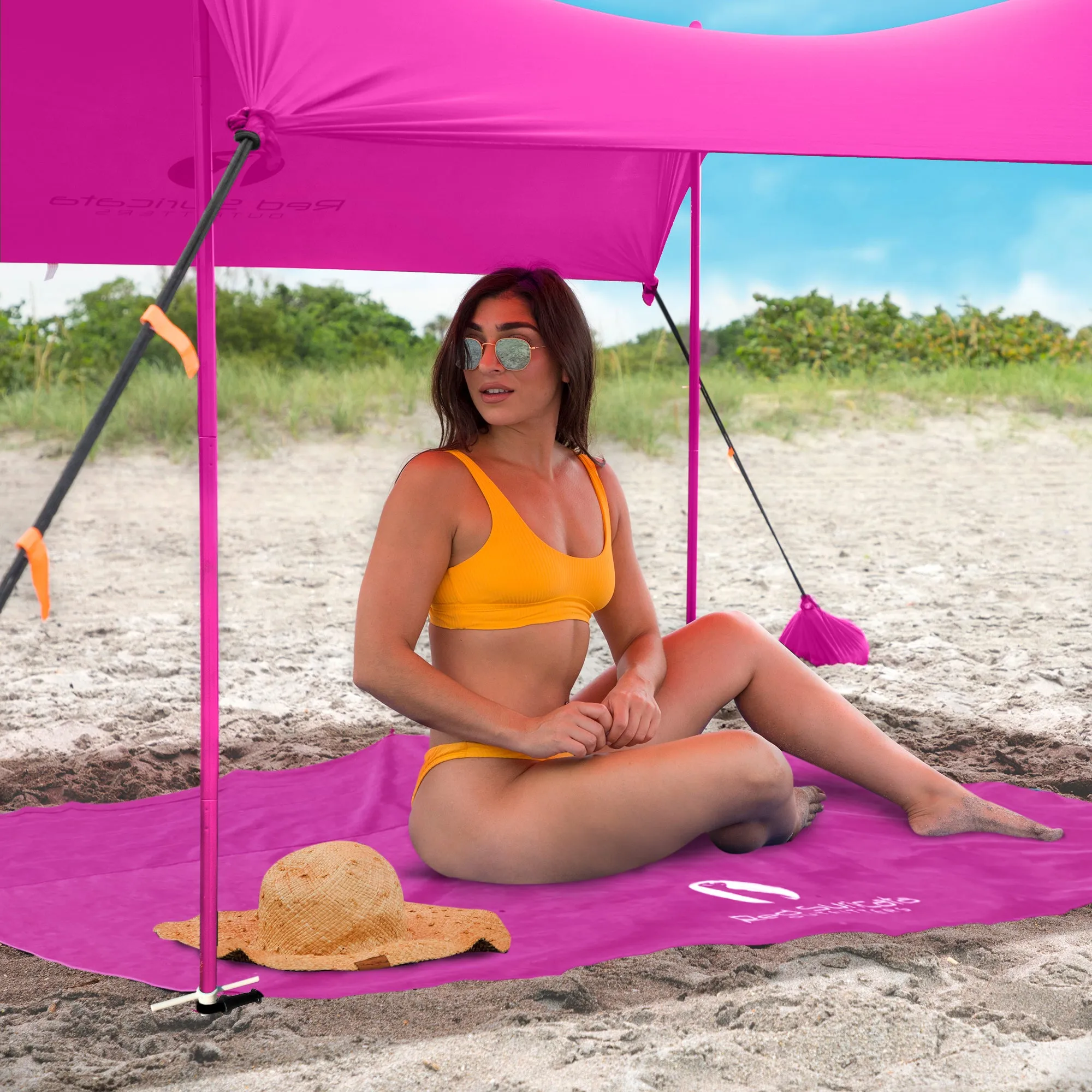 Red Suricata Pink Sand Free Beach Mat Blanket – Compatible with Pink Beach Sun Shade Canopy