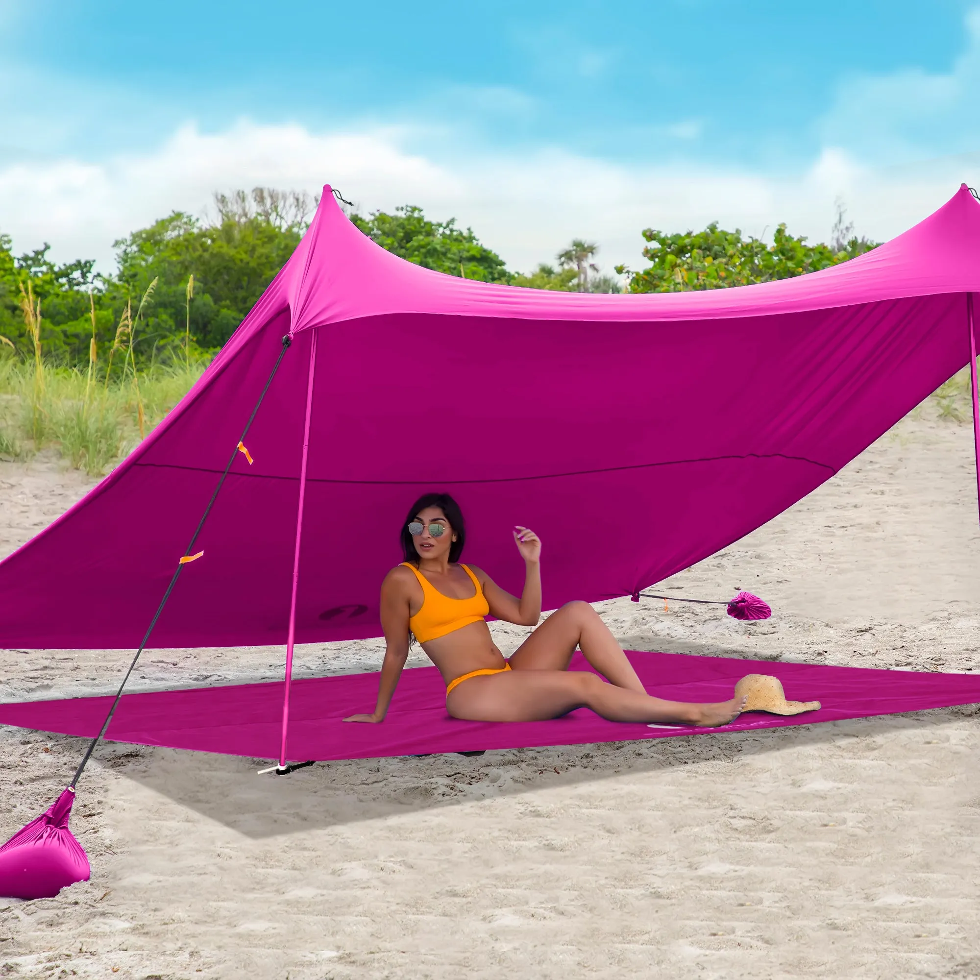 Red Suricata Pink Sand Free Beach Mat Blanket – Compatible with Pink Beach Sun Shade Canopy