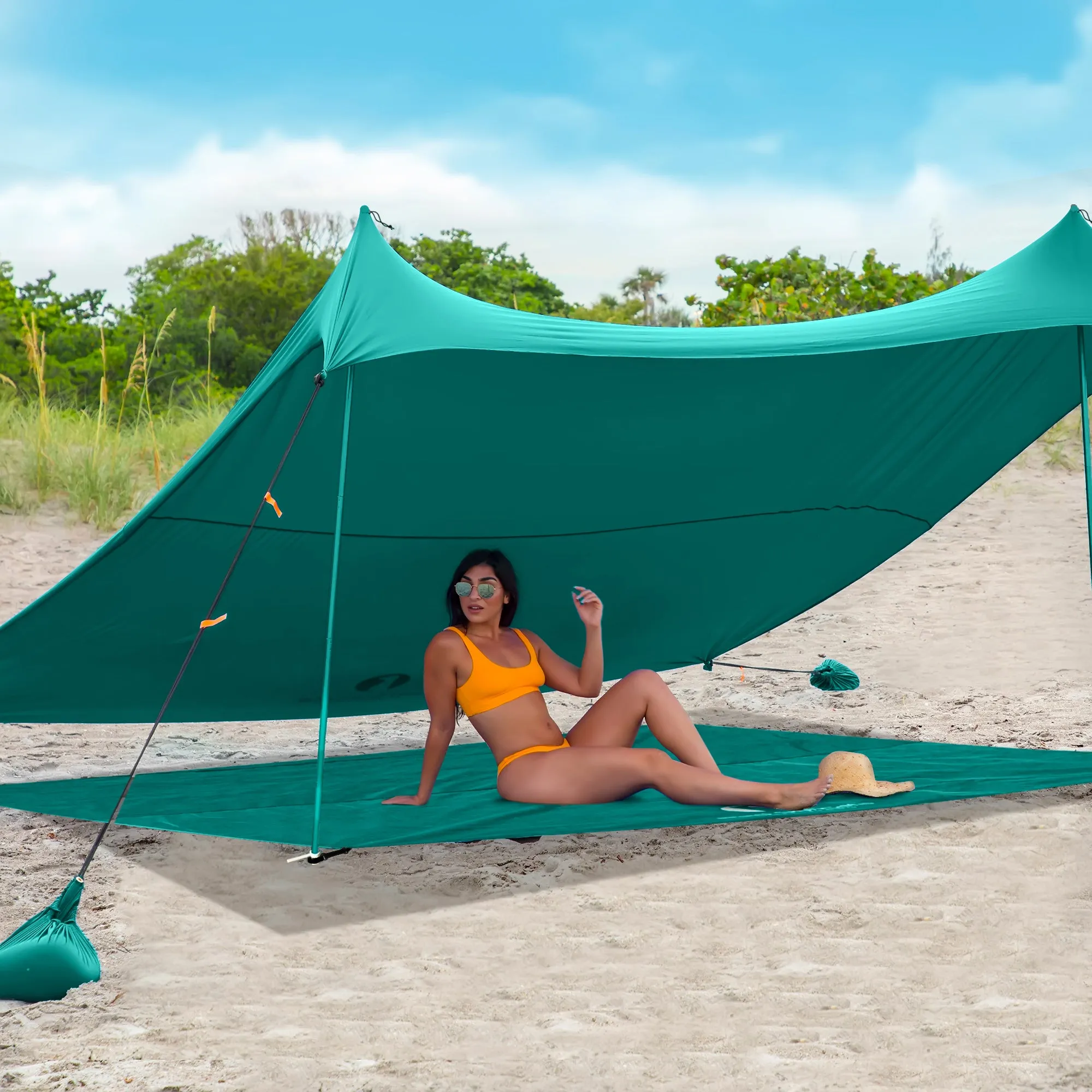 Red Suricata Turquoise Sand Free Beach Mat Blanket – Compatible with Turquoise Beach Sun Shade Canopy