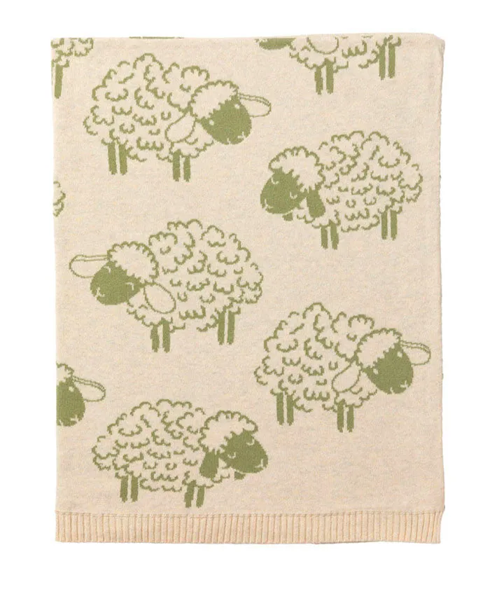 Reversible Cotton Knit Lambs Baby Blanket Indus Design