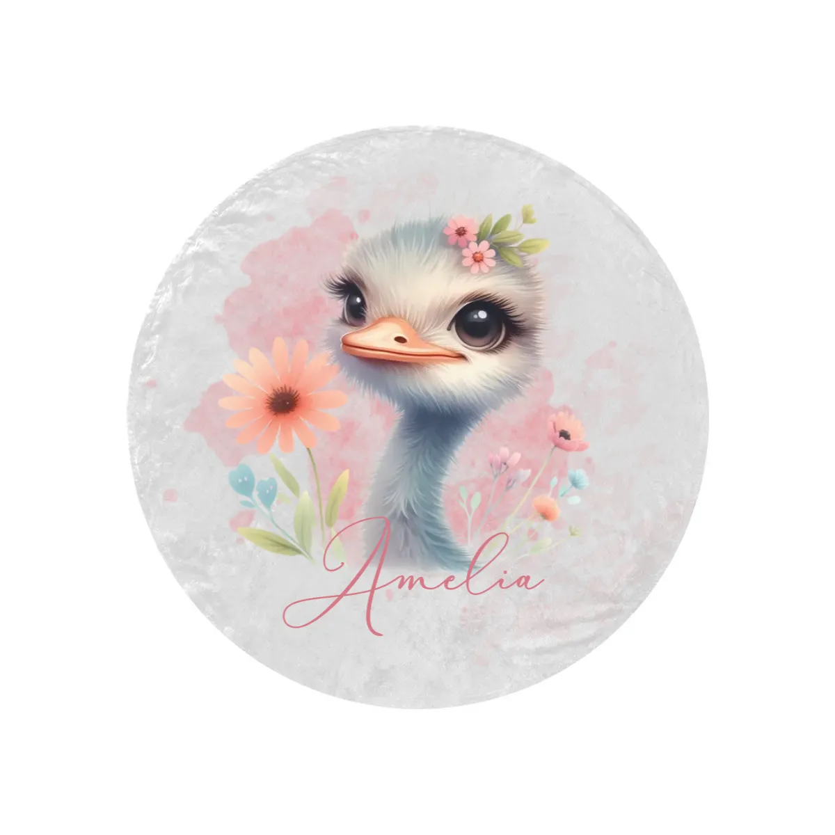 Round Blanket Ostrich Personalised