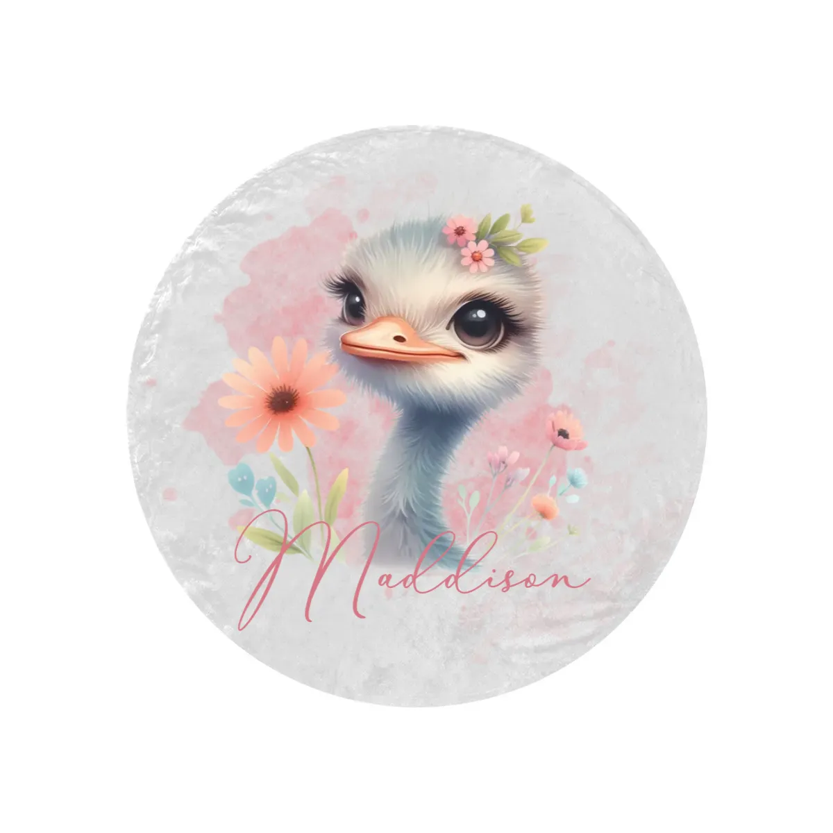 Round Blanket Ostrich Personalised