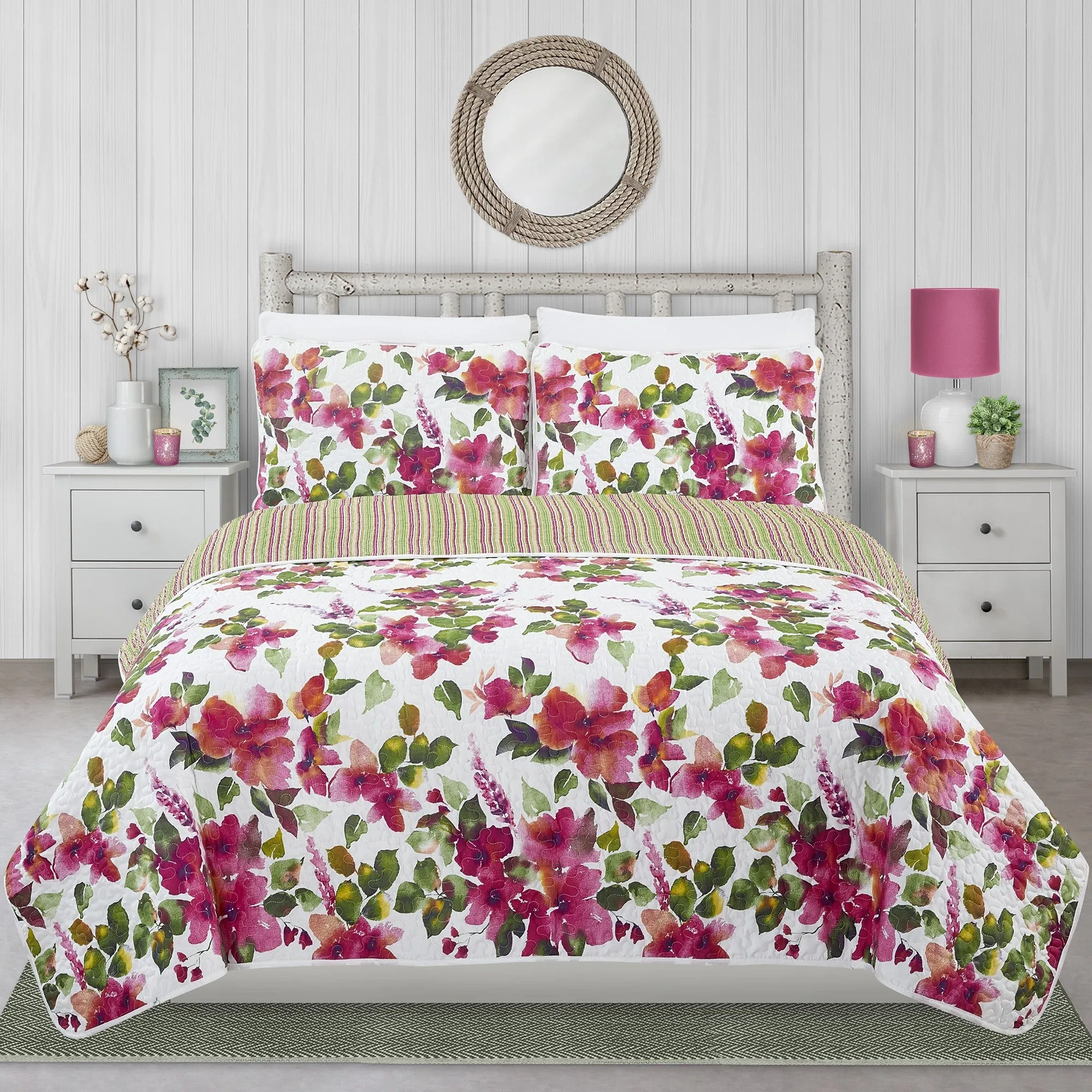 Safdie & Co. Quilt 3PC Set DQ Floral