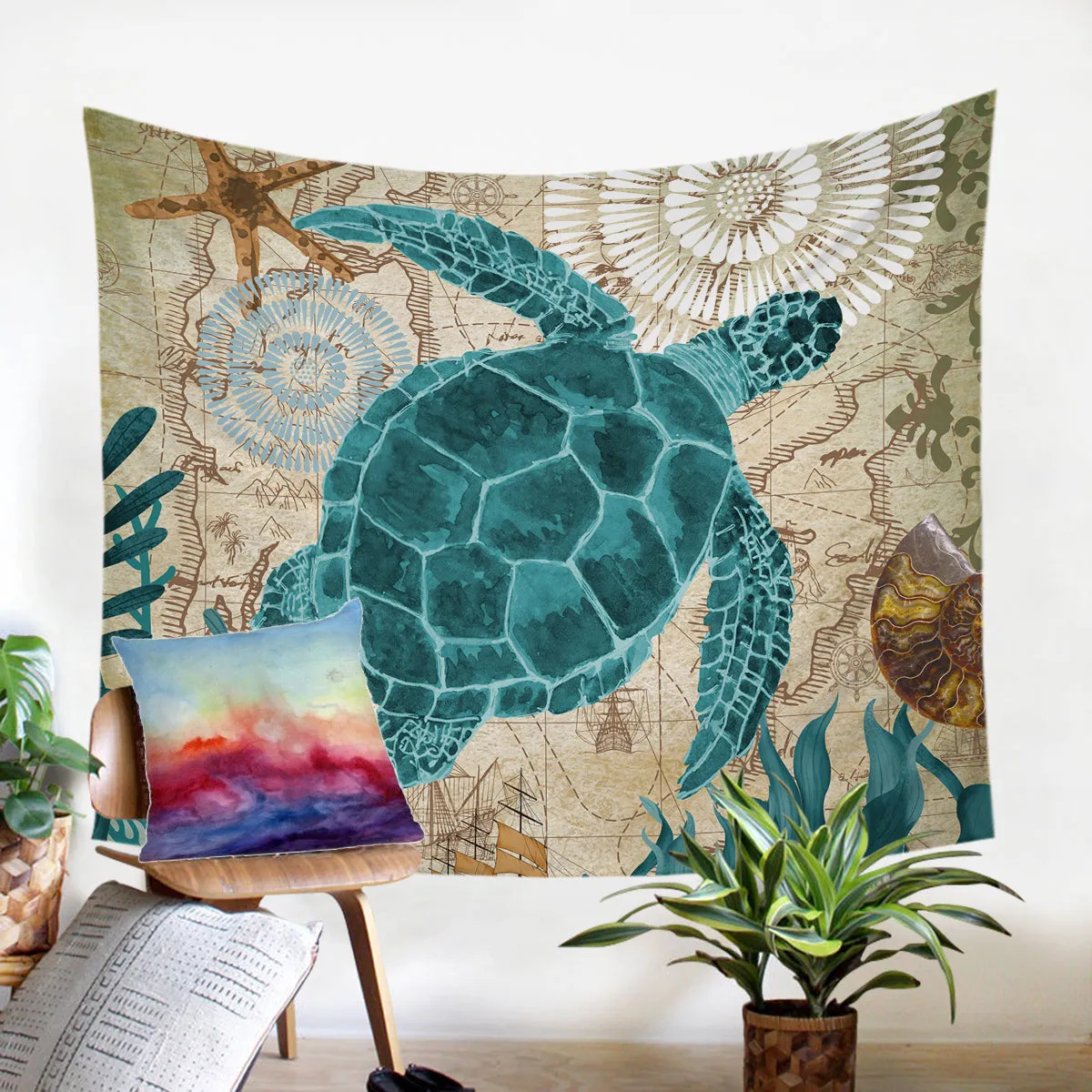 Sea Turtle Love Tapestry