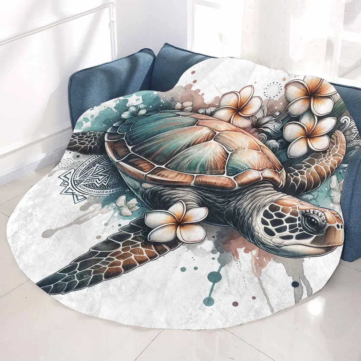 Sea_Animals_Turtle_Awd351101  Circular Micro Fleece Blanket 47"