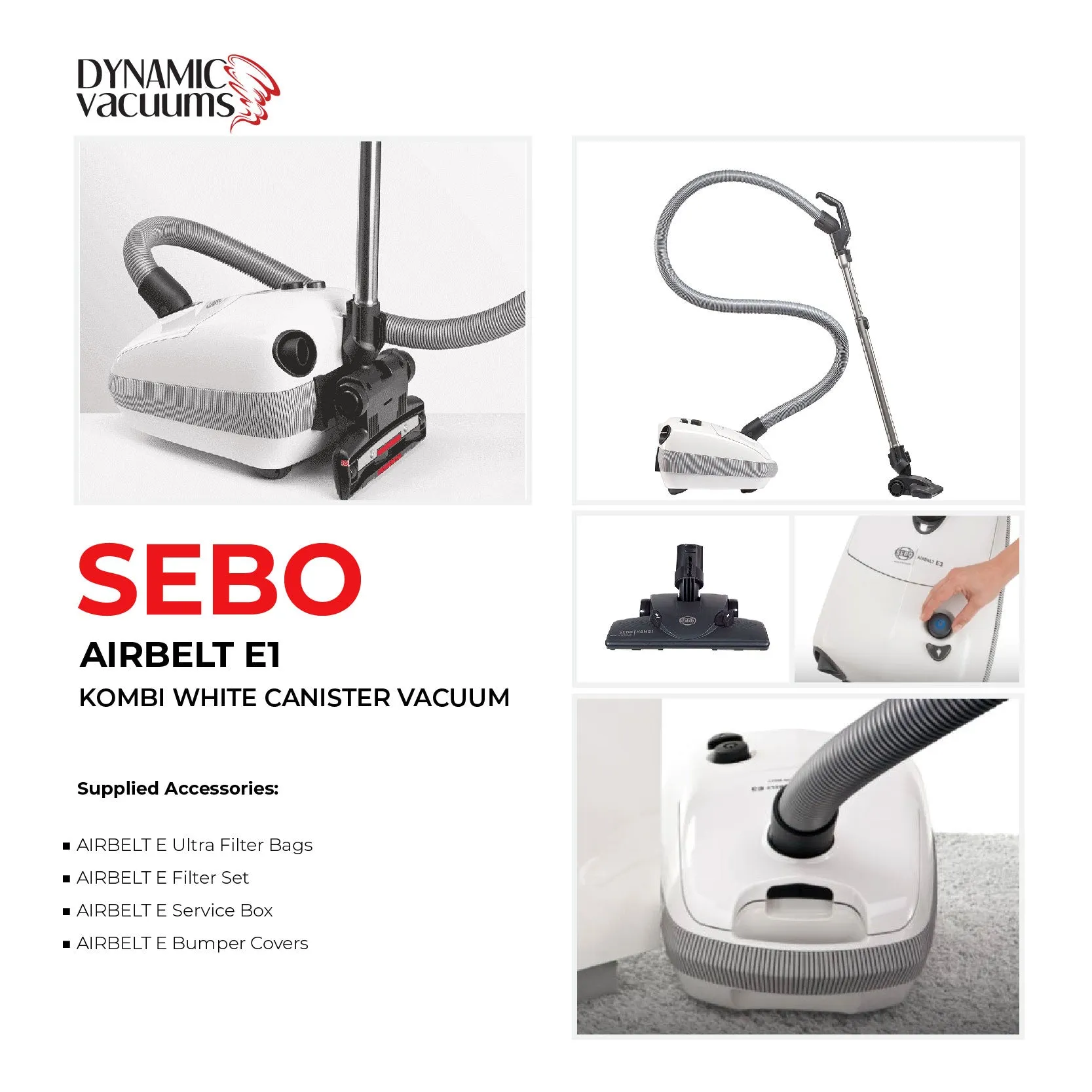 Sebo Airbelt E1 Kombi White Canister Vacuum