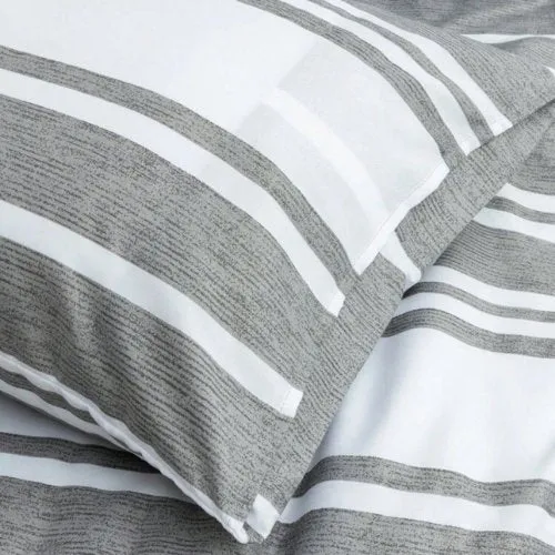 Single Size 4 pieces, Gray Stripe Design Bedding set.