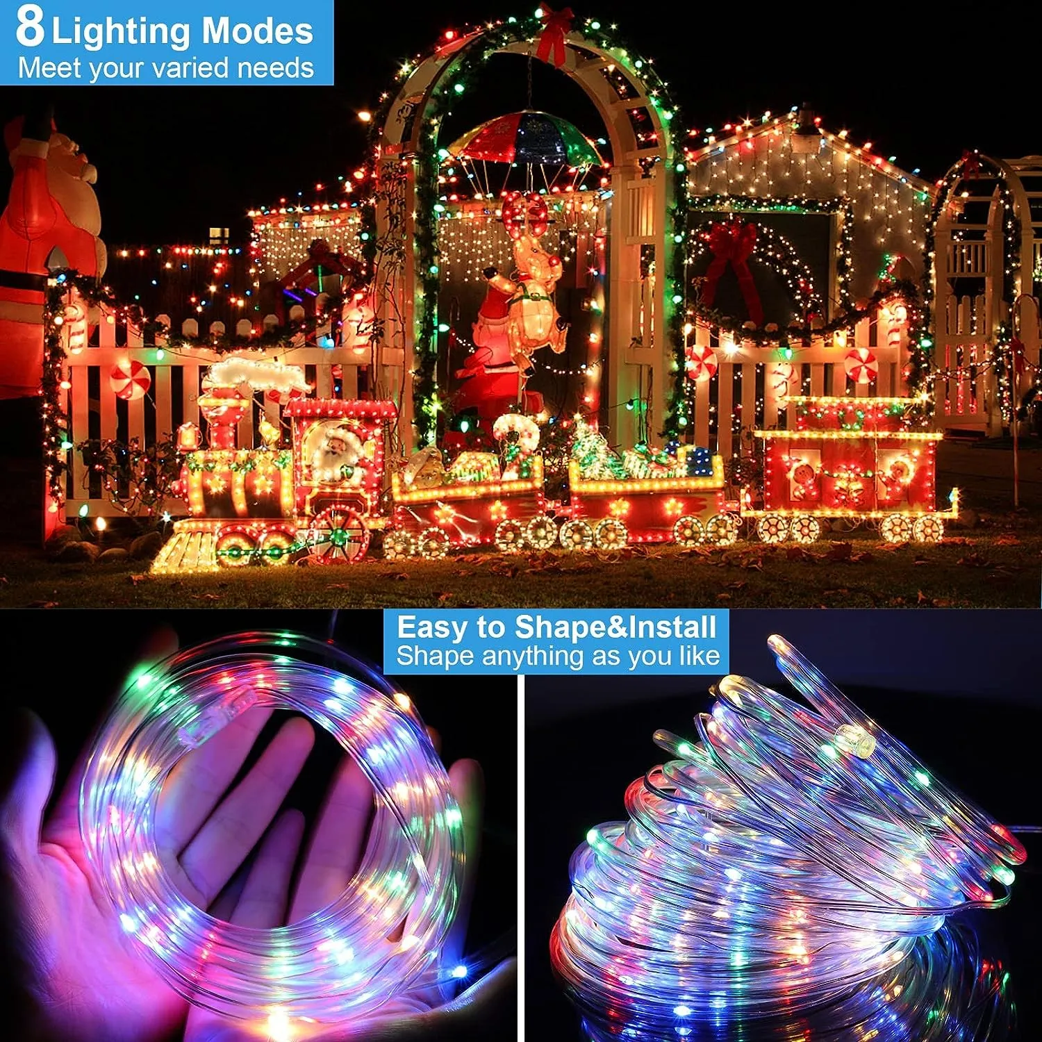 Solar Christmas Rope RGB 200led 65' pies #1018