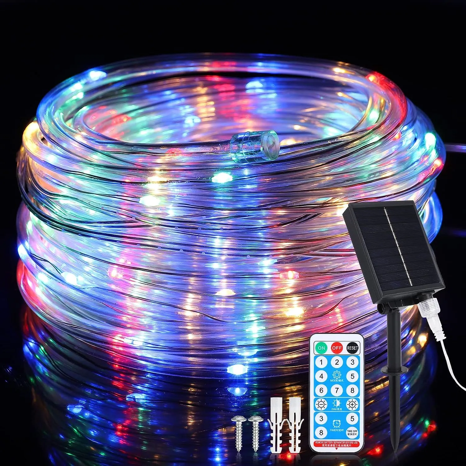 Solar Christmas Rope RGB 200led 65' pies #1018