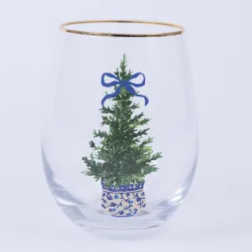 Stemless Wine Glass- Fancy & Festive Tree