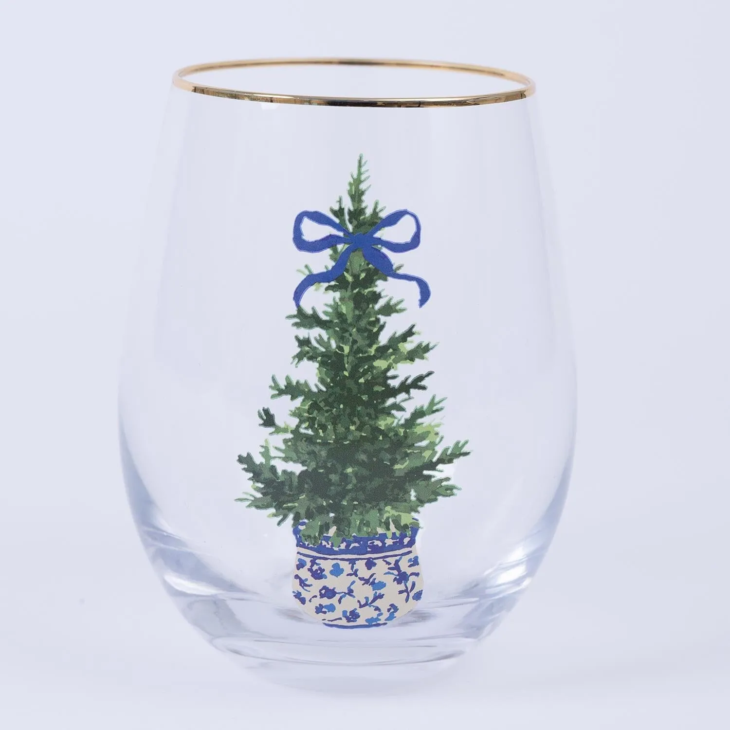 Stemless Wine Glass- Fancy & Festive Tree