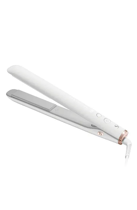 T3 SinglePass StyleMax Flat Iron 1 inch Straightening & Styling Flat Iron in White/Rose Gold