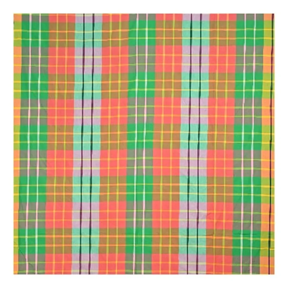 TANTUJA BANGLAR TANTER KAPAR Handloom Cotton Woven Tant Checkered Patterns Red & Green Bedsheet - 2.74x2.29 metres