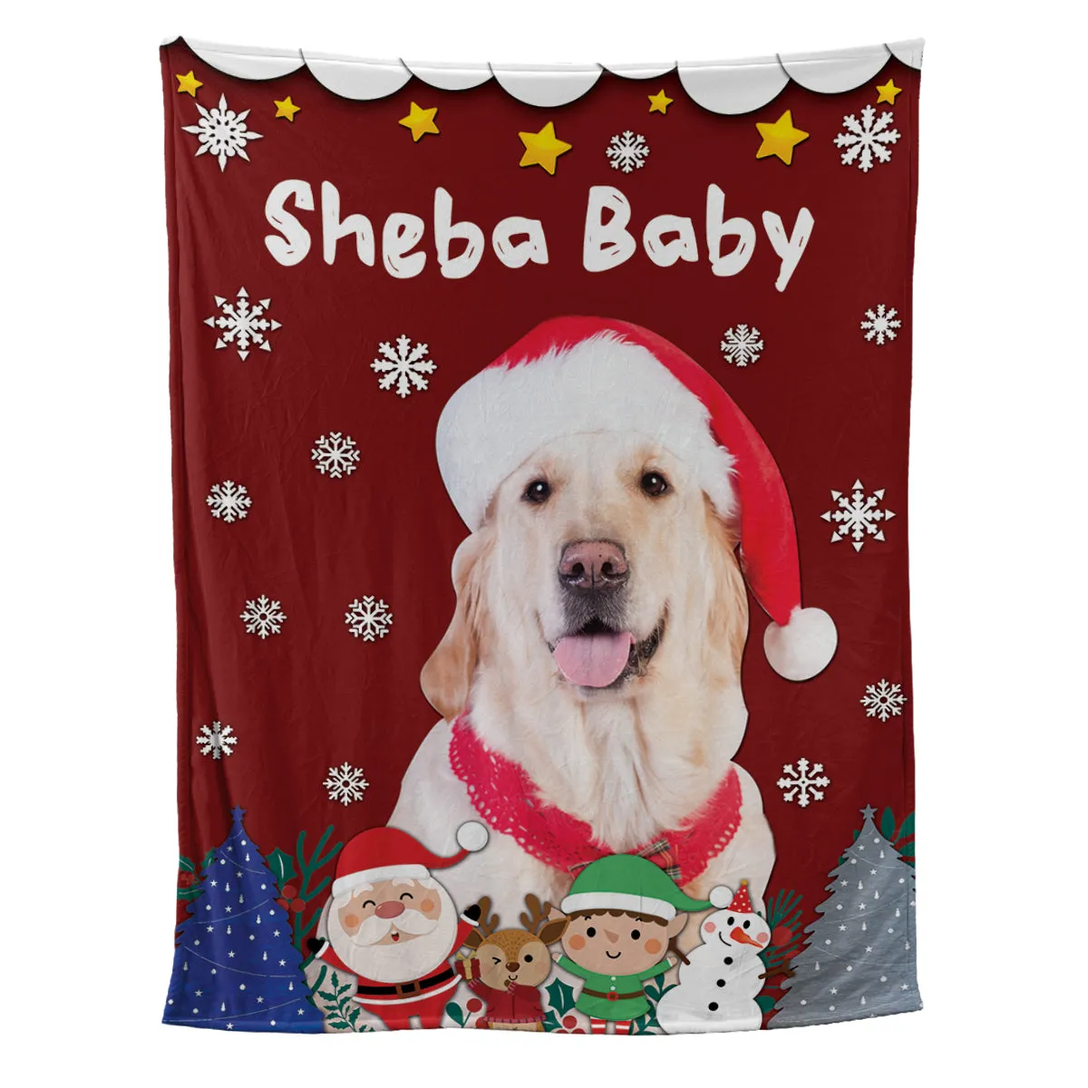 Teesdily | Dog Christmas Fleece Blanket Customized Photo Christmas Dog Sherpa Fleece Blanket Santa Clause Dog Cat Pet Owners Christmas Keepsake Gifts