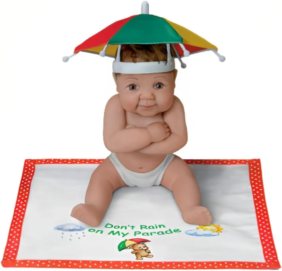 The Ashton-Drake Galleries Hats Off to You Baby Collection Issue #20: 'Don't Rain on My Parade' Baby Resin Doll with Blanket by Sherry Rawn 5.5-Inches