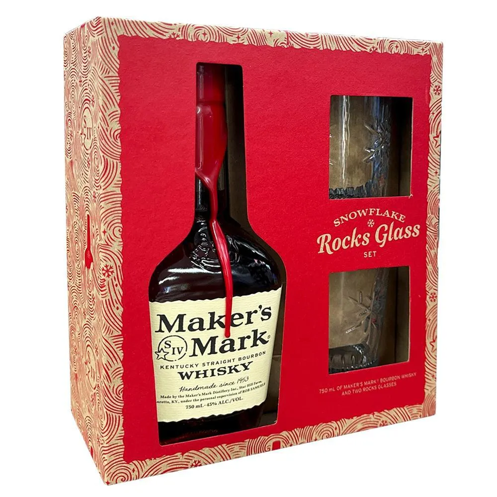 The Maker's Mark Distillery - 'Maker's Mark Gift Set' Kentucky Straight Bourbon w/ Two Rocks Glasses (750ML)