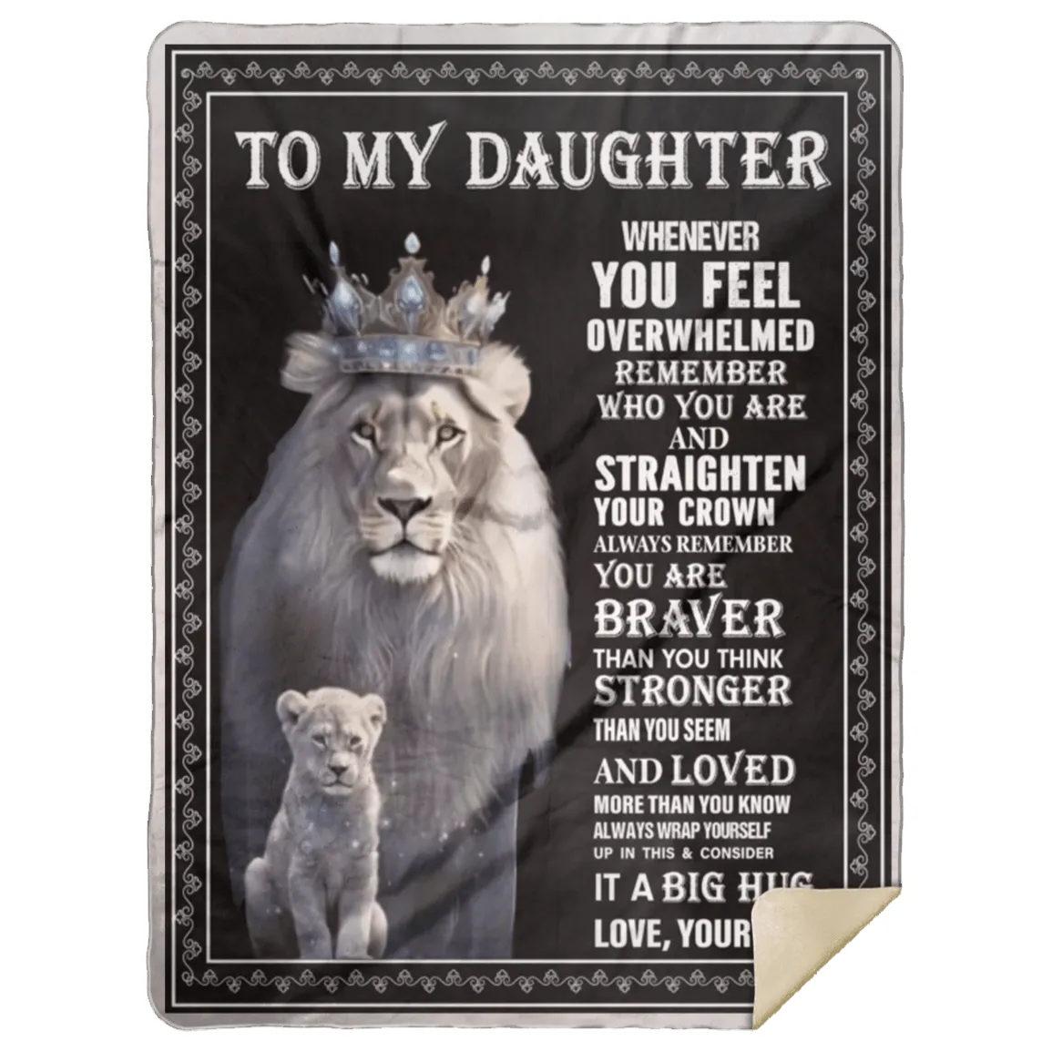 To My Daughter White Lion Blanket Bundle