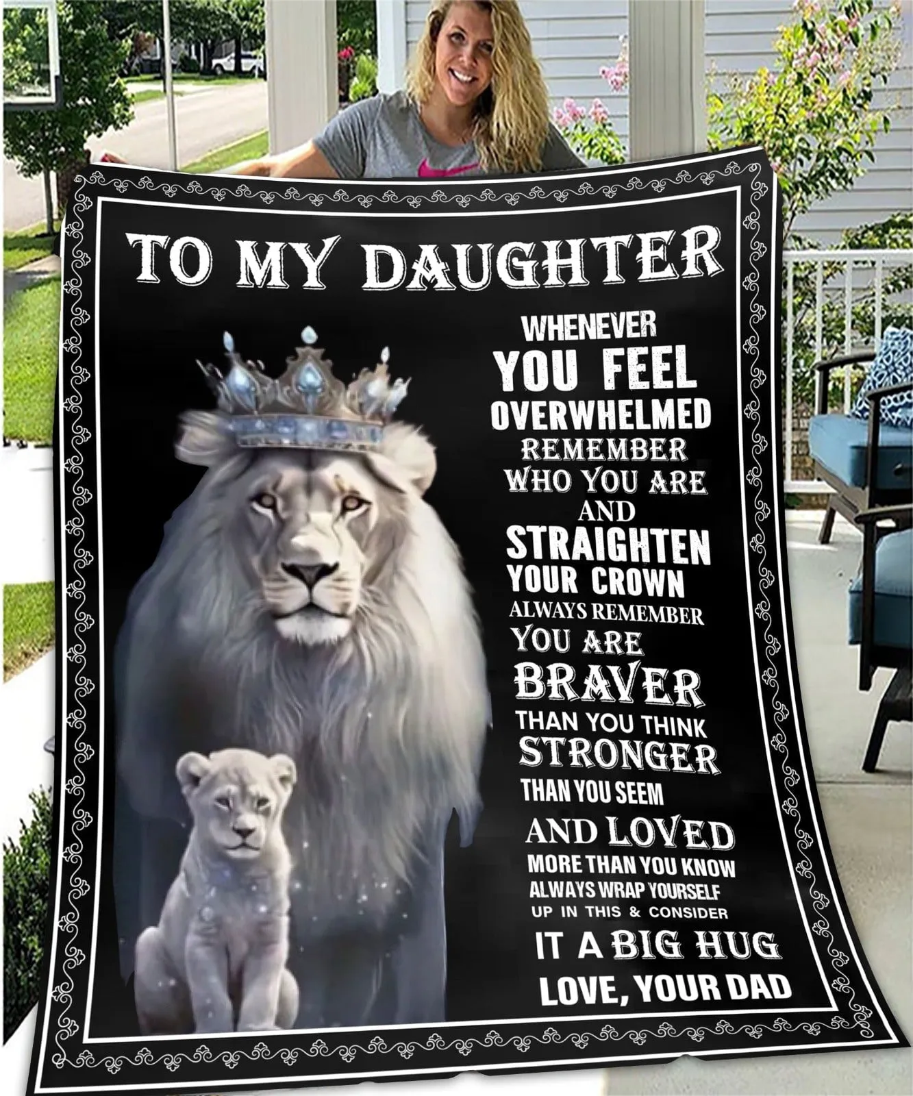 To My Daughter White Lion Blanket Bundle