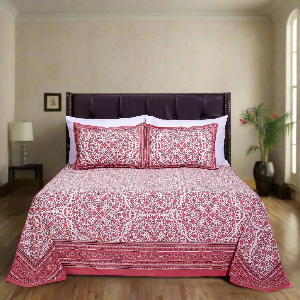 Tulip Jaal Lilac Cotton Bedsheet