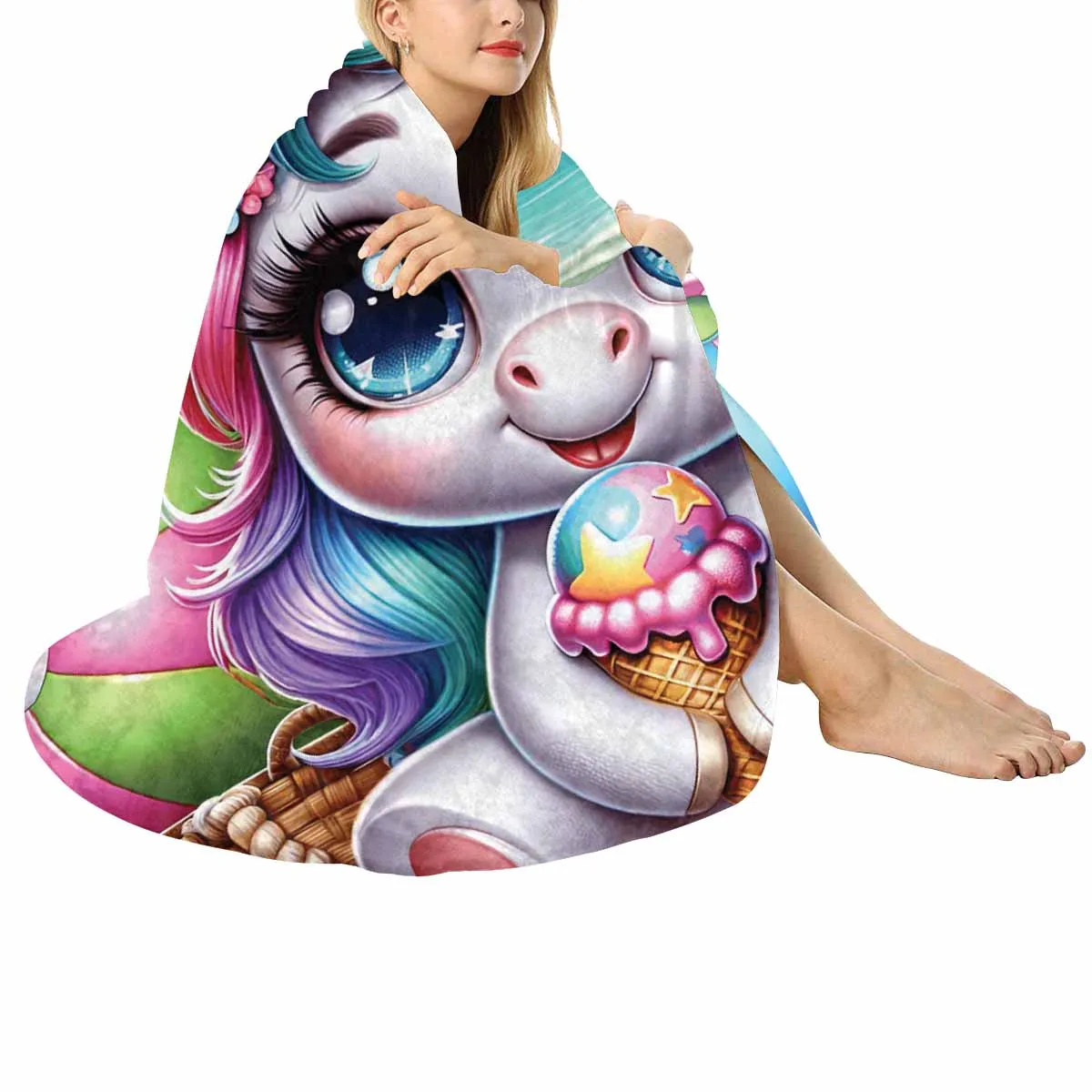 Unicorn_Awd35133  Circular Micro Fleece Blanket 60"