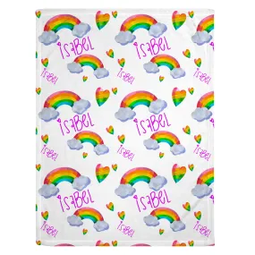 Vibrant Rainbow Print Personalized Minky Blanket (Plush Minky)