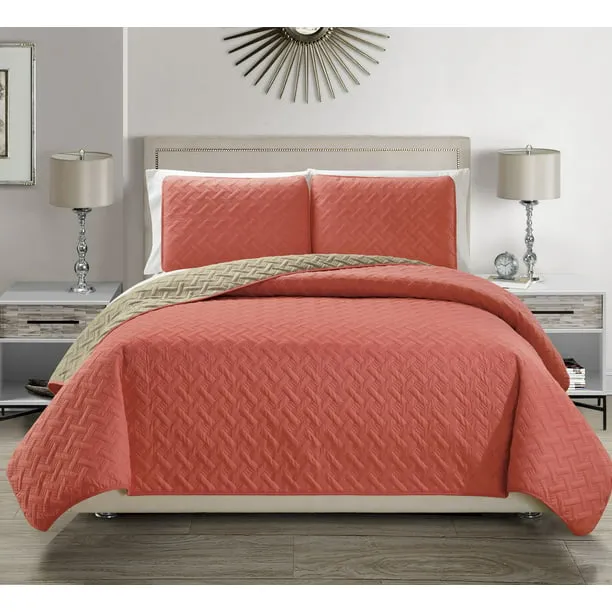 Victoria Embossed Ultra Soft Reversible Bedspread Set