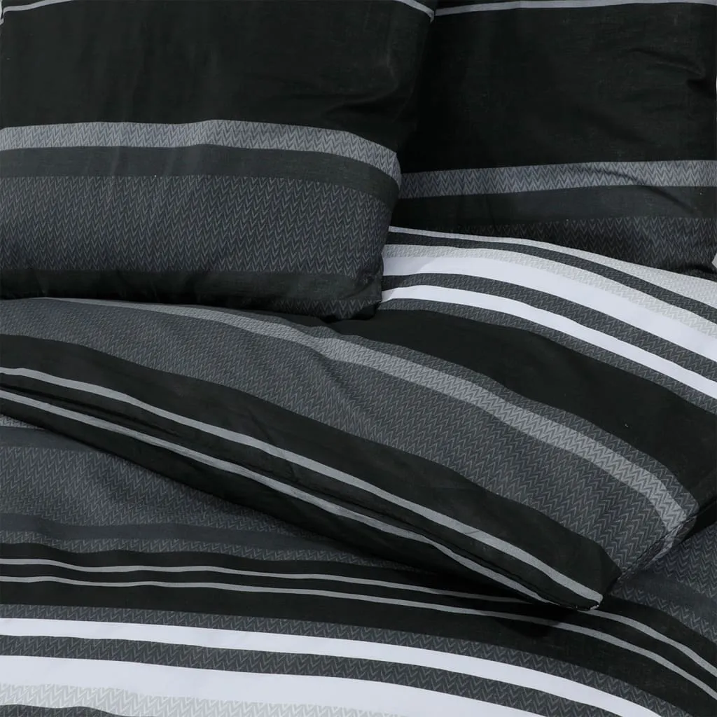 vidaXL Duvet Cover Set Black and White 155x220 cm Cotton