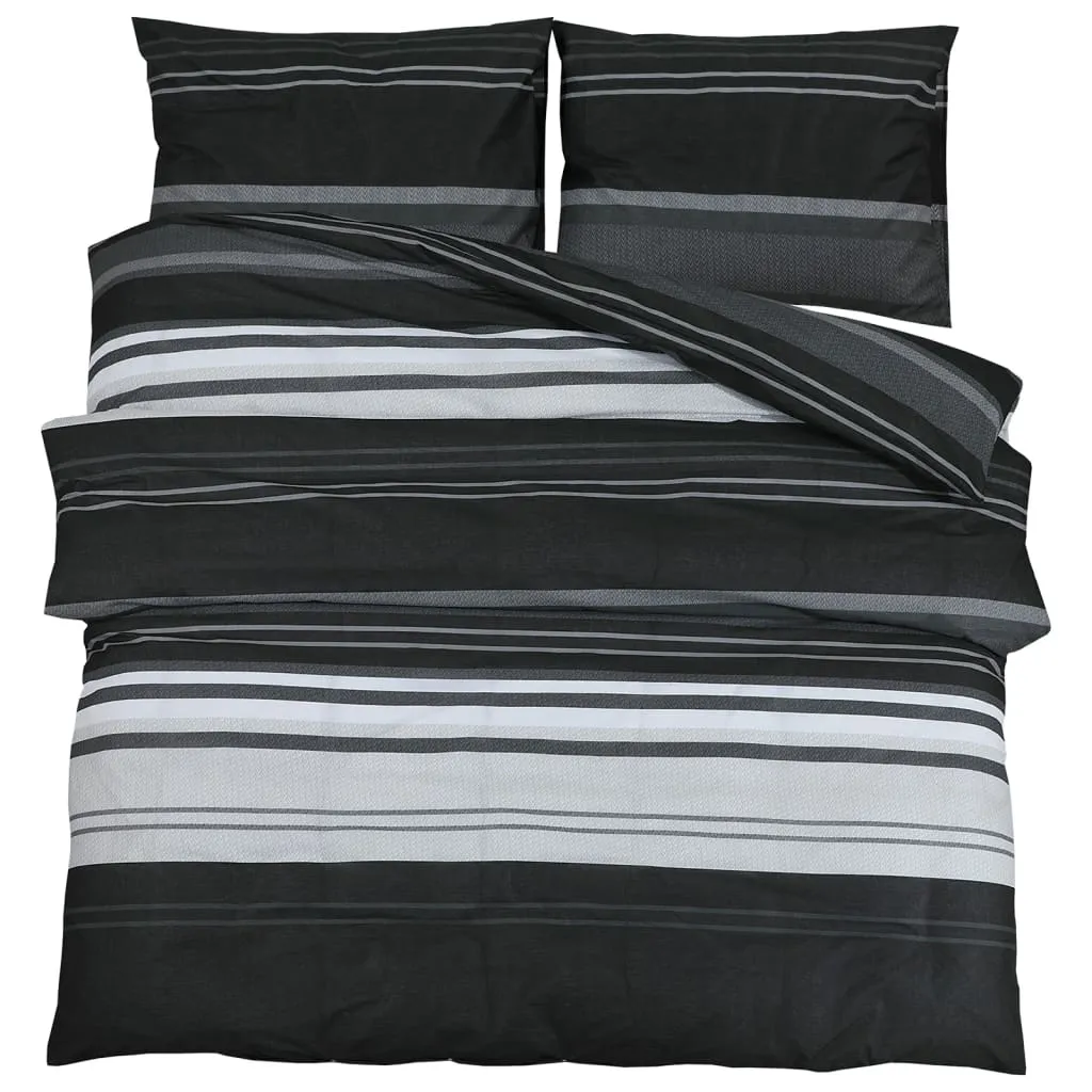 vidaXL Duvet Cover Set Black and White 155x220 cm Cotton