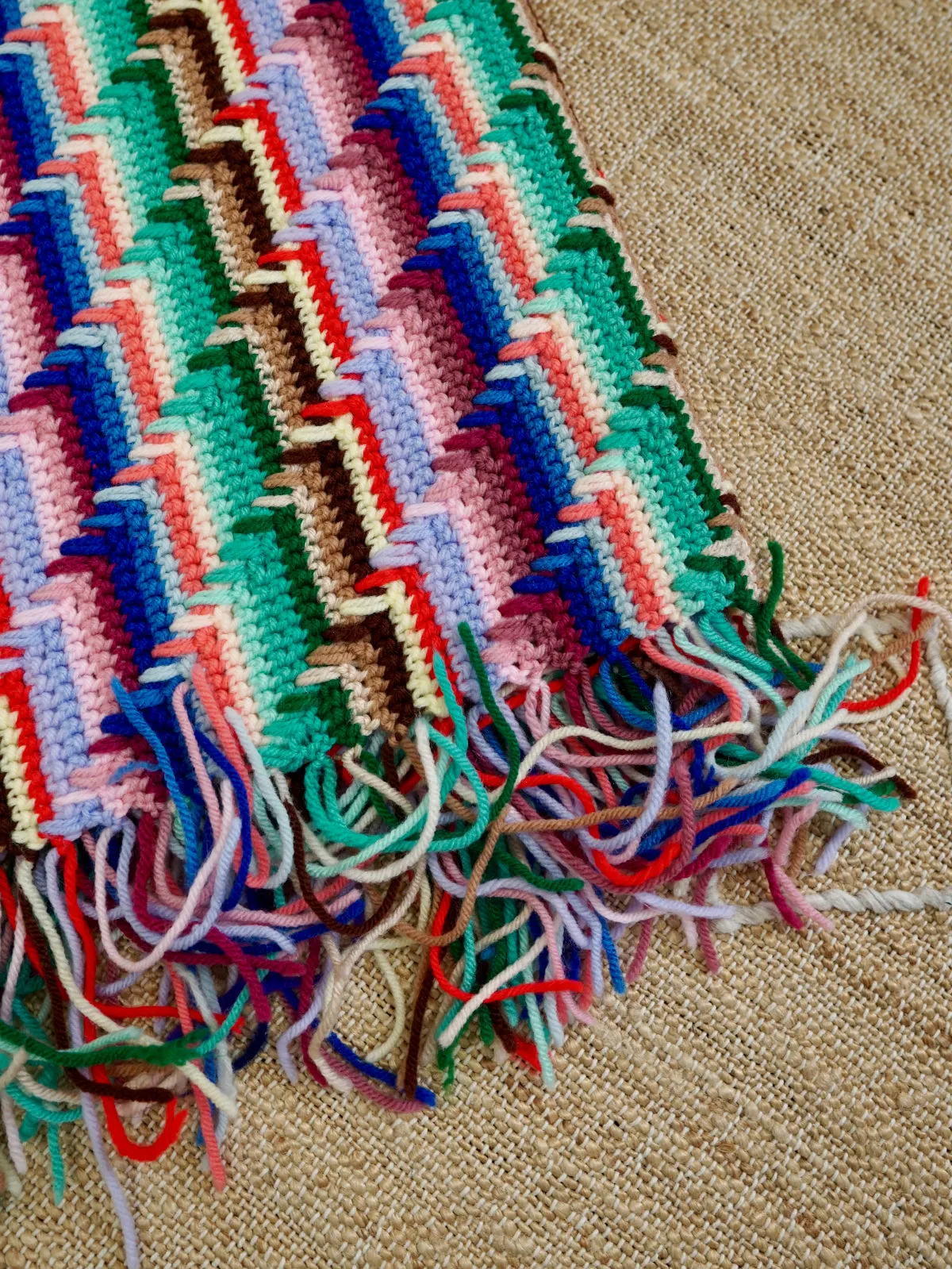 Vintage Wavelength Fringe Blanket