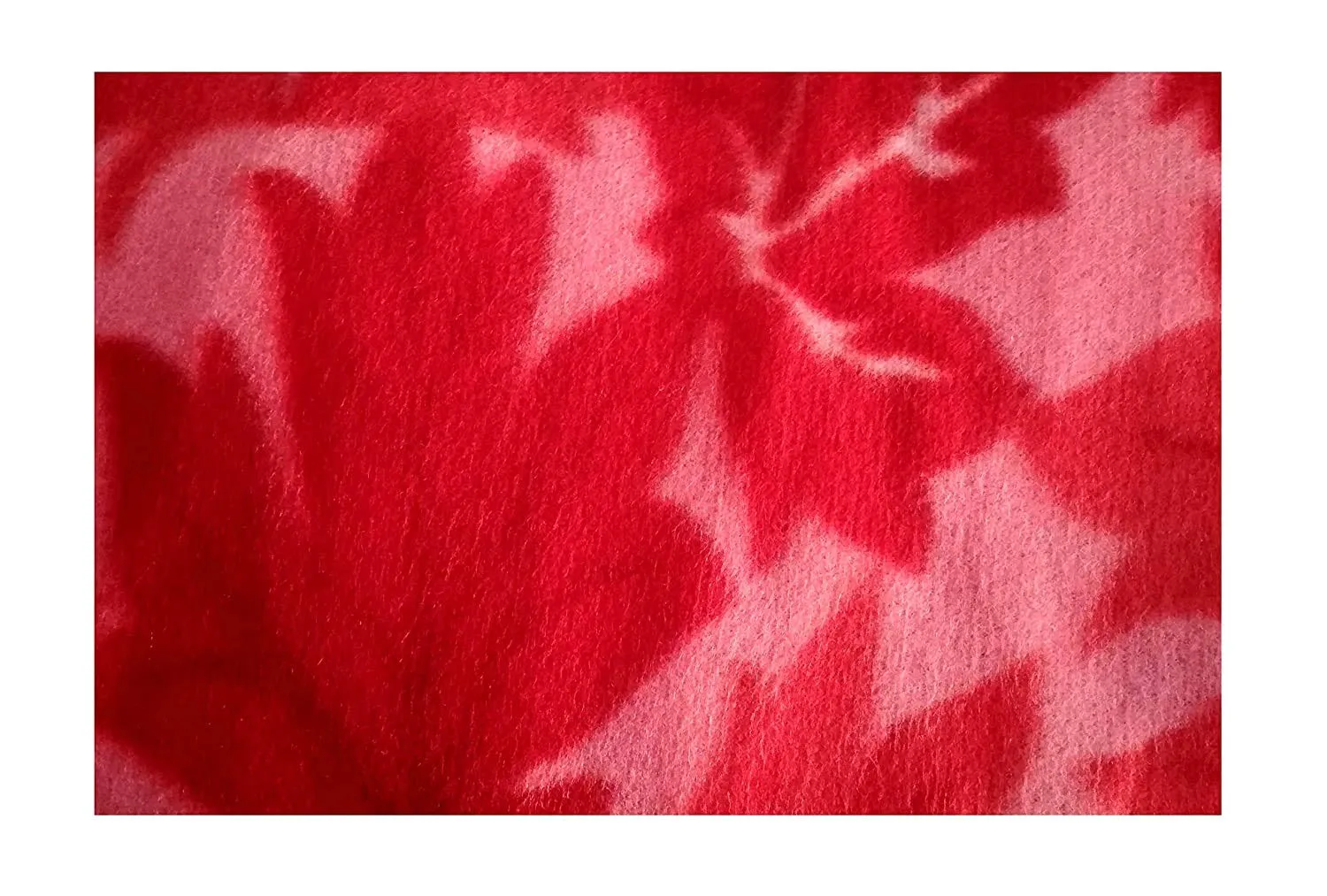 Visnik Leaf Print Woollen Quilt(Razai)/Blanket Cover(King Size 90x90) Red