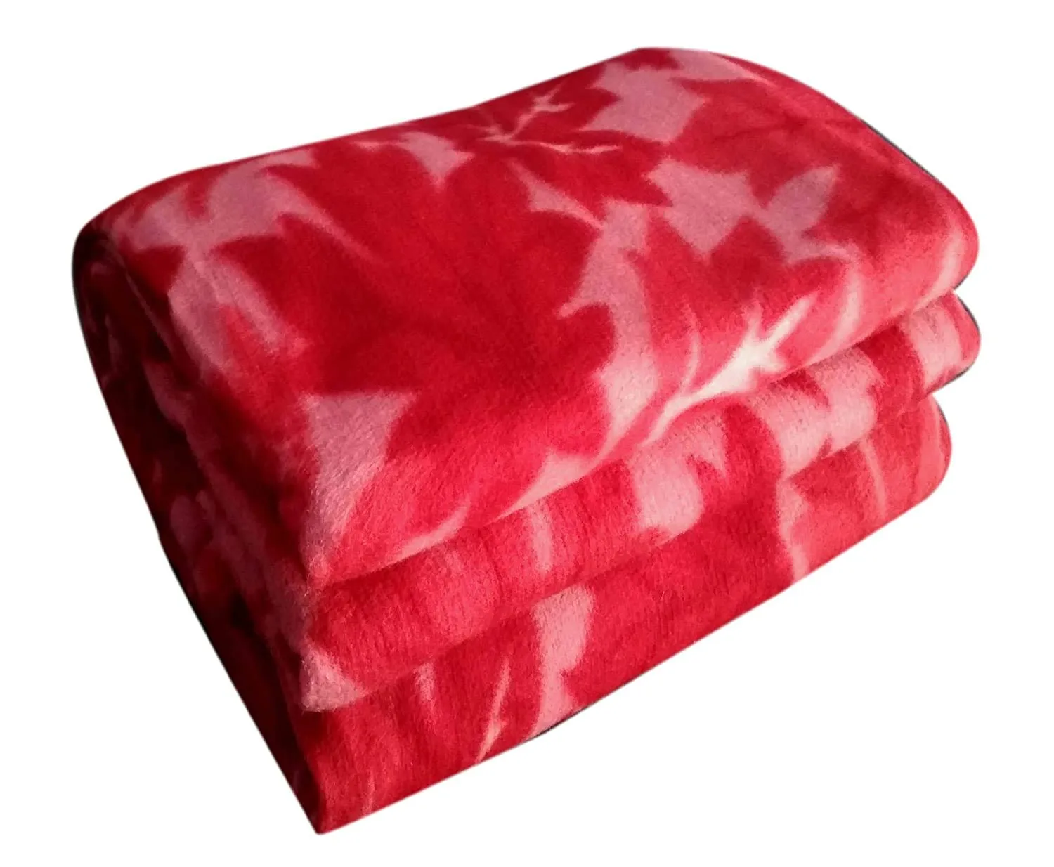 Visnik Leaf Print Woollen Quilt(Razai)/Blanket Cover(King Size 90x90) Red