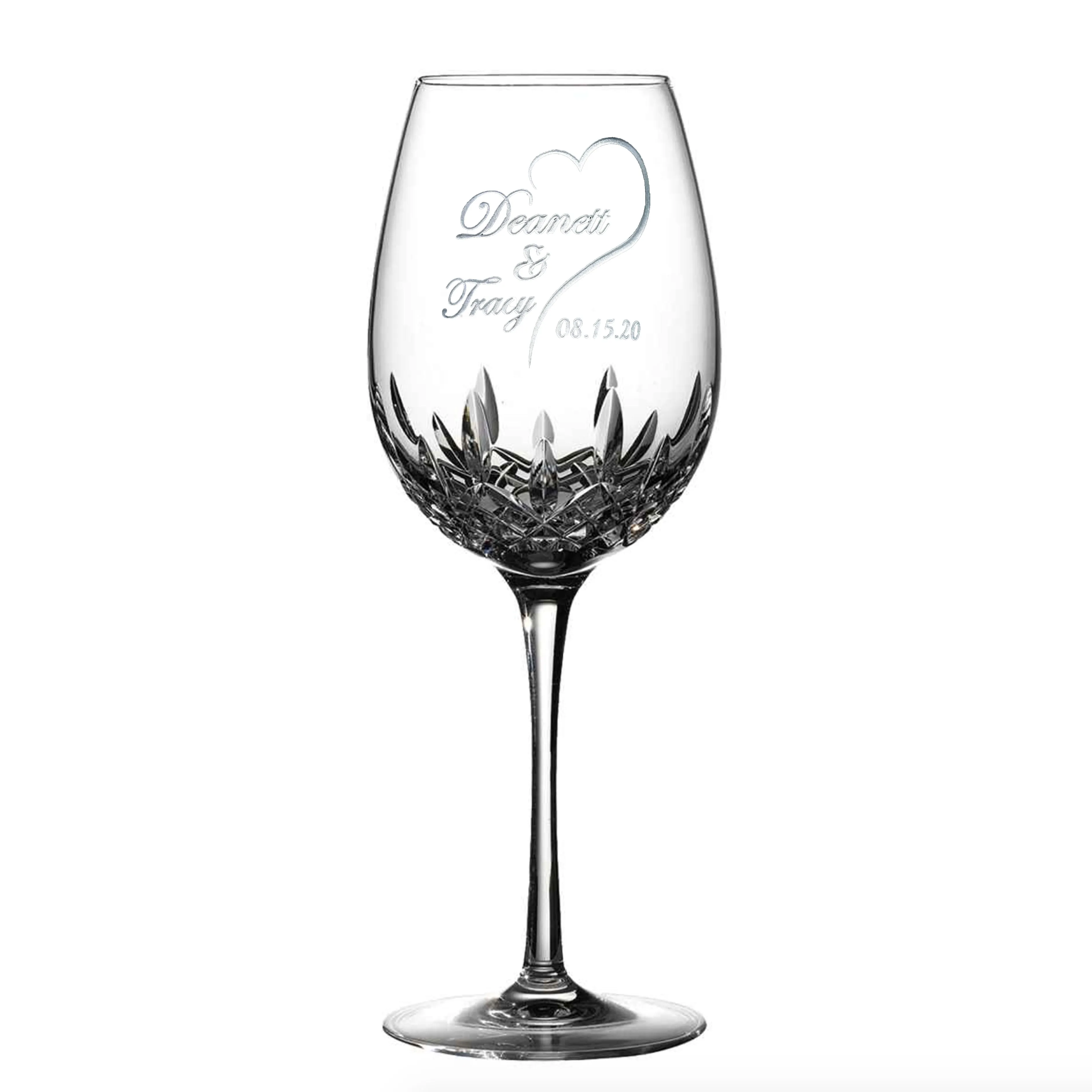 Waterford Crystal Bride Groom Wedding Date Wine Glass