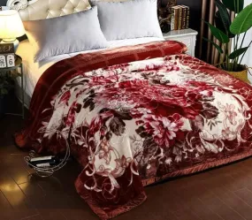 WINSTON HOME Beautiful Warm Double Bed Blanket with Rose & Embossed Design, Micromink Blanket, Double Ply for Heavy Winter_ Multicolor#9