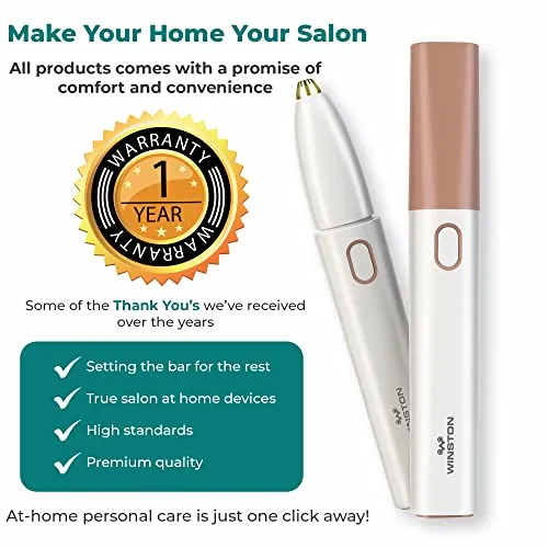 Winston Portable Eyebrow Trimmer for Women, Rechargeable Multipurpose Electric Trimmer Machine for Eyebrows, Upper Lips, Facial Hair, Nose and Ear Hair Removal Trimming Pen - (White)