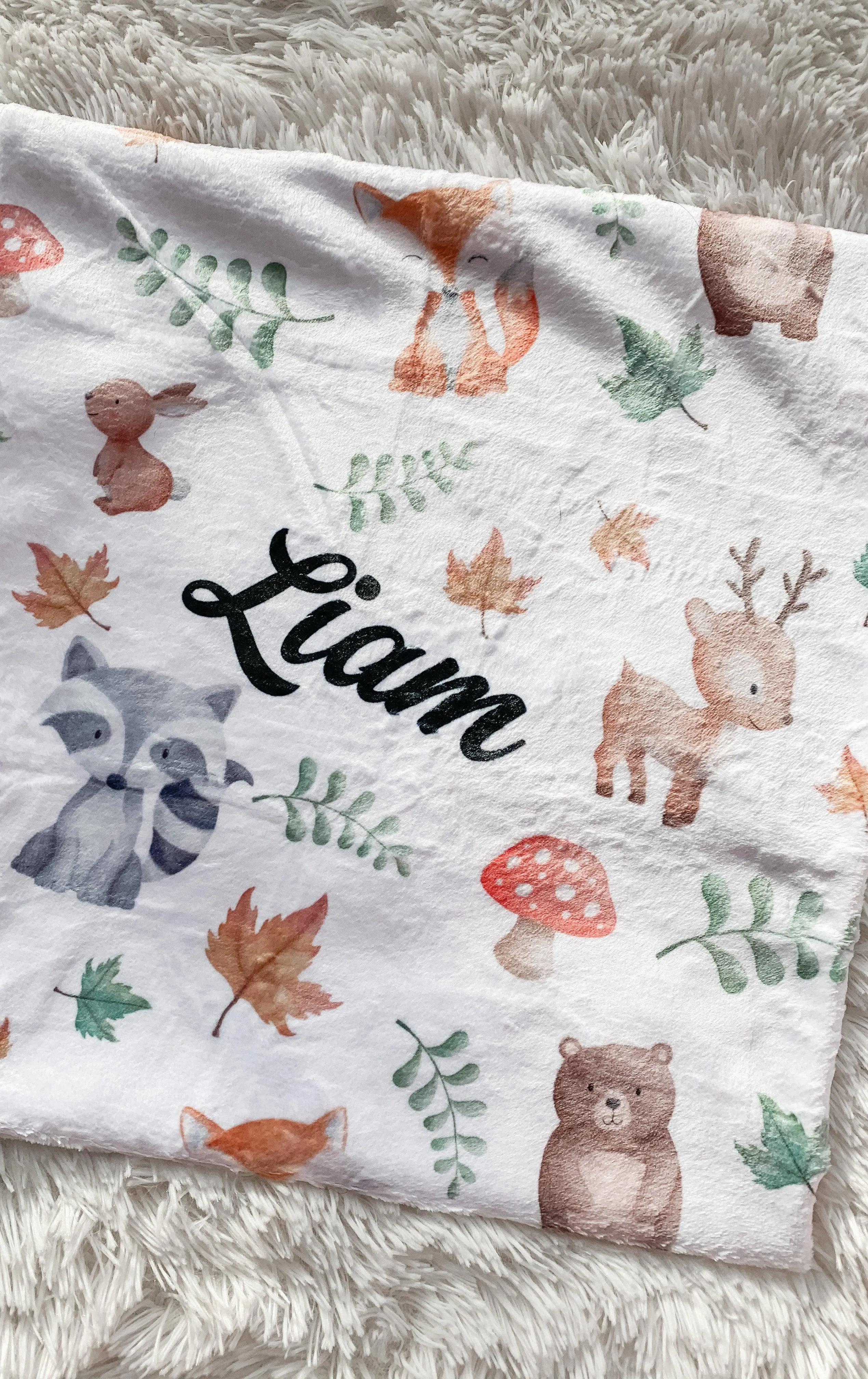 Woodland Wonderland Personalized Minky Blanket (Plush Minky)