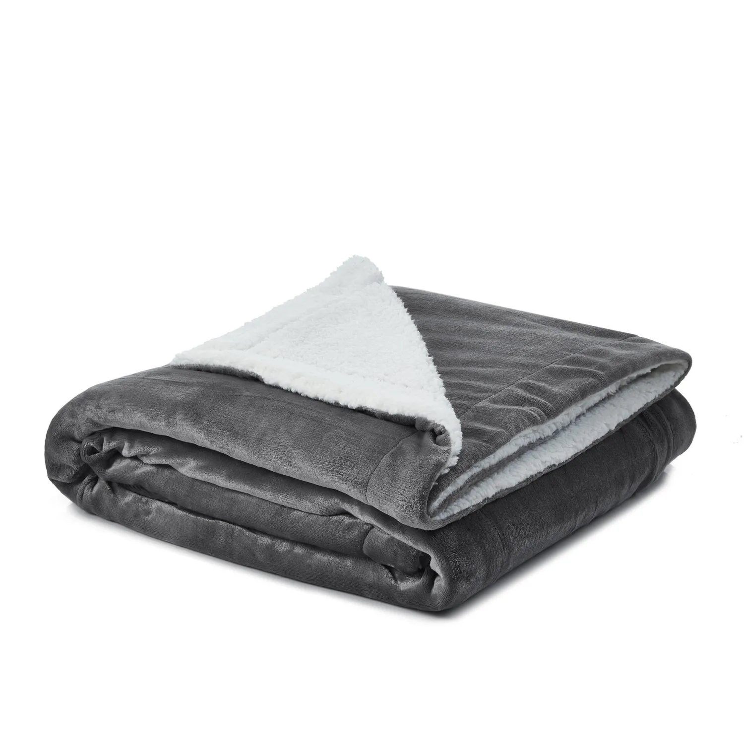 Zakary Flannel Reversible Heathered Sherpa Throw Blanket