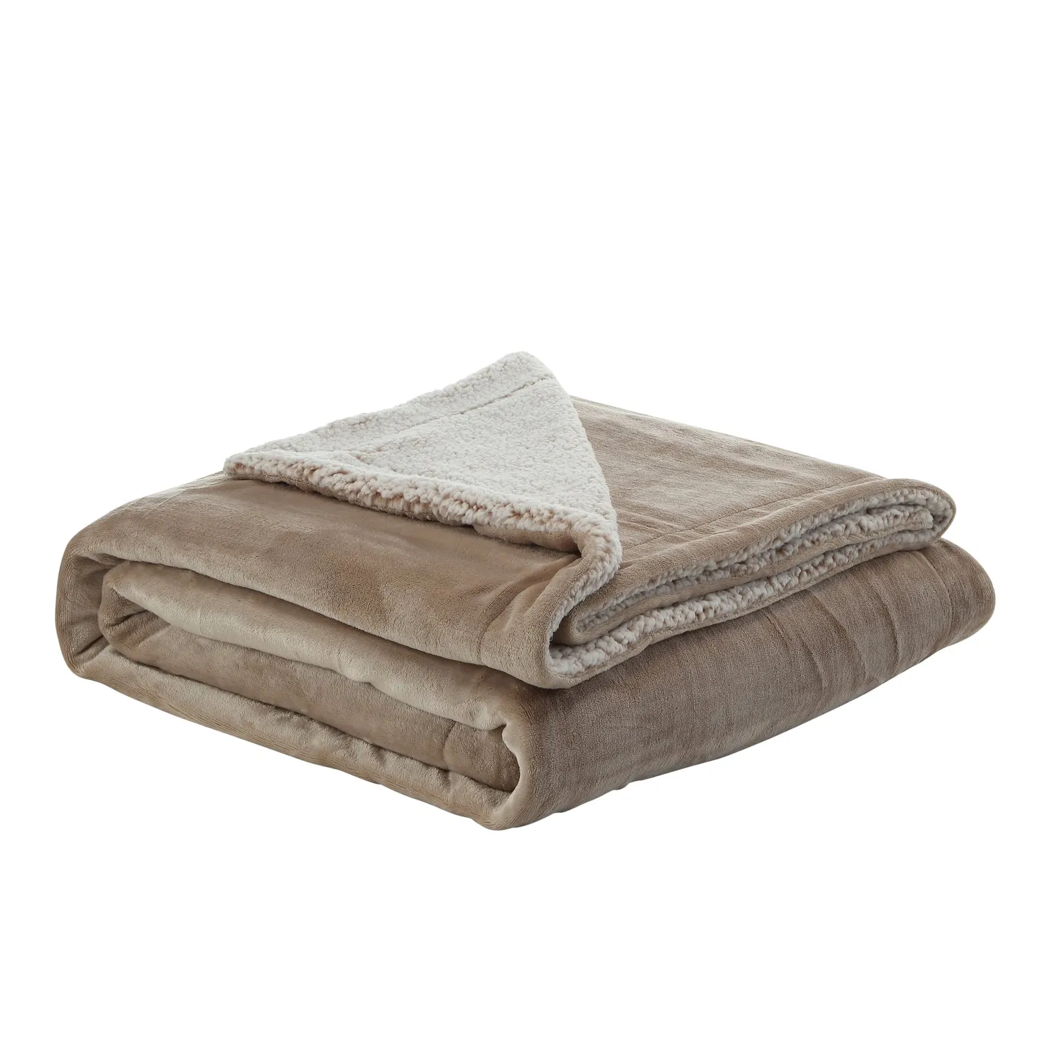 Zakary Flannel Reversible Heathered Sherpa Throw Blanket