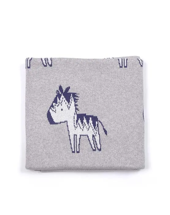 Zebra Cotton Knit Gift Boxed Baby Blanket